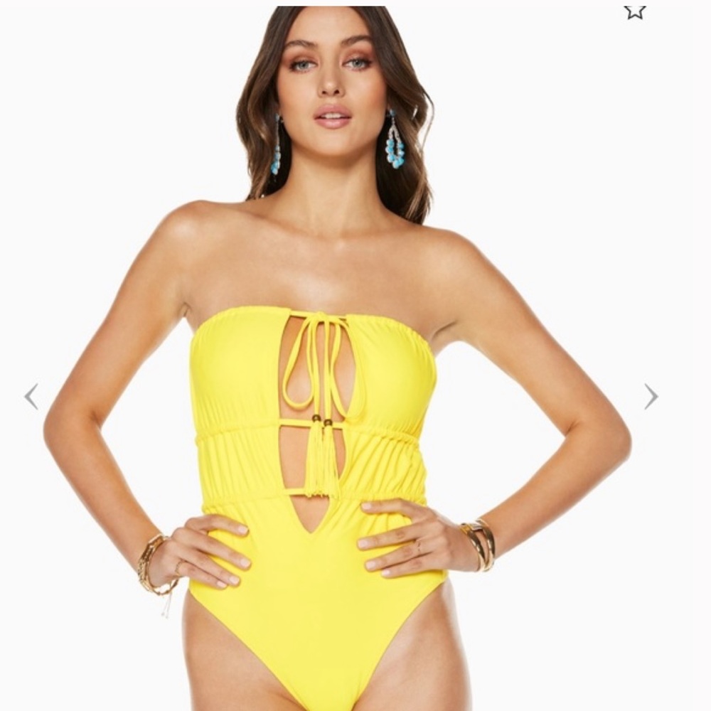 NWT $228 Ramy Brook Marta Strapless Swimsuit One Piece size XXS sunflower - Picture 3 of 10